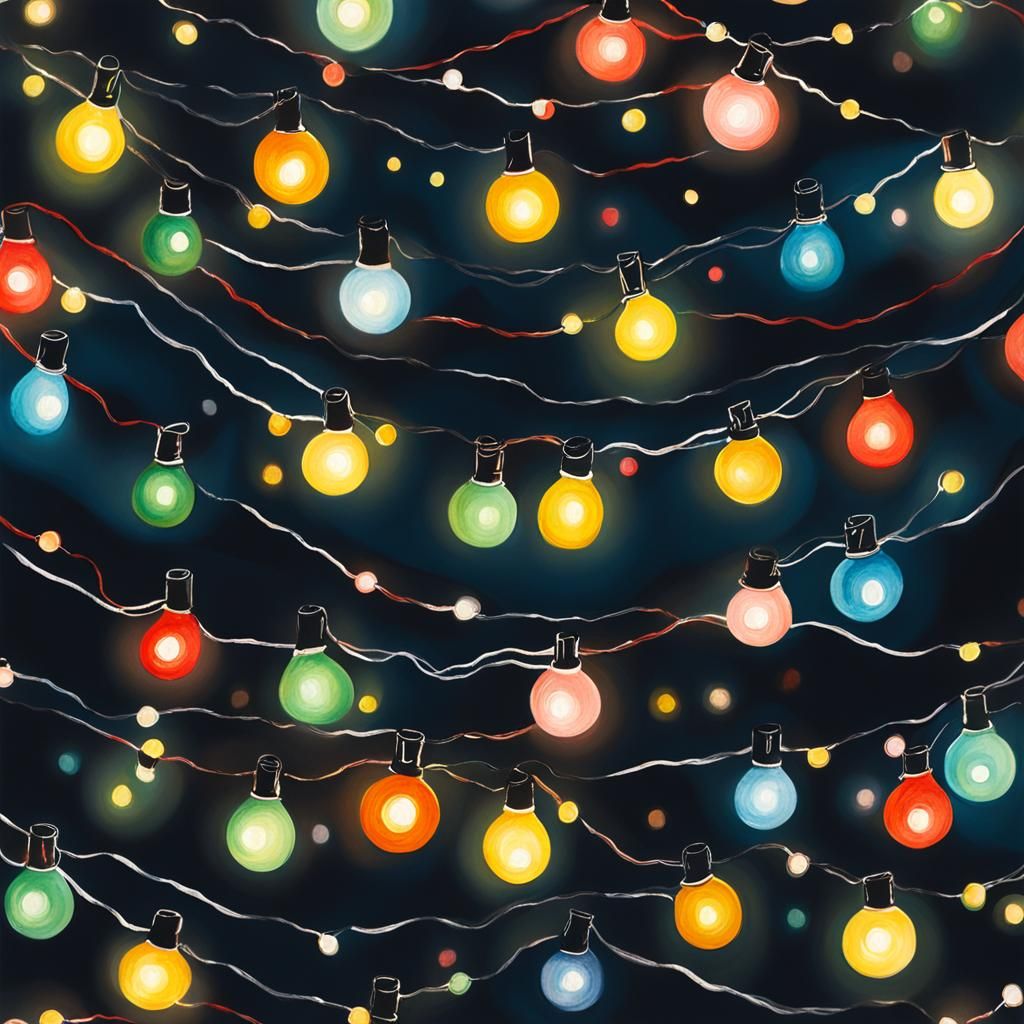 Detailed Gouache Painting of Fairy Lights
