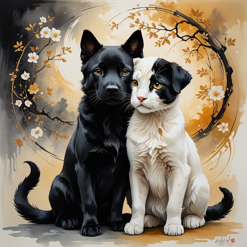 Harmonious Canine Feline Yin-Yang Union