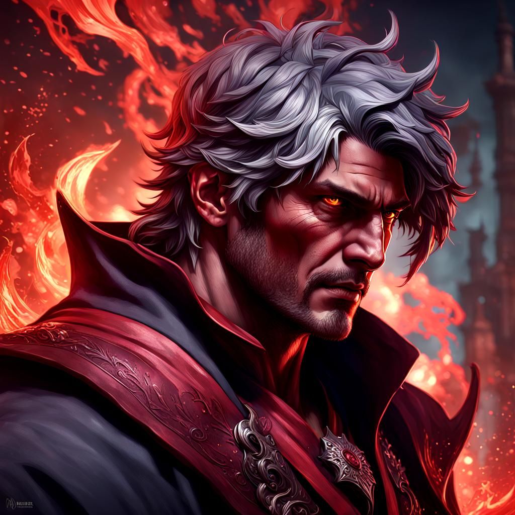 Demonic Dante Portrait in Hyperdetailed Style