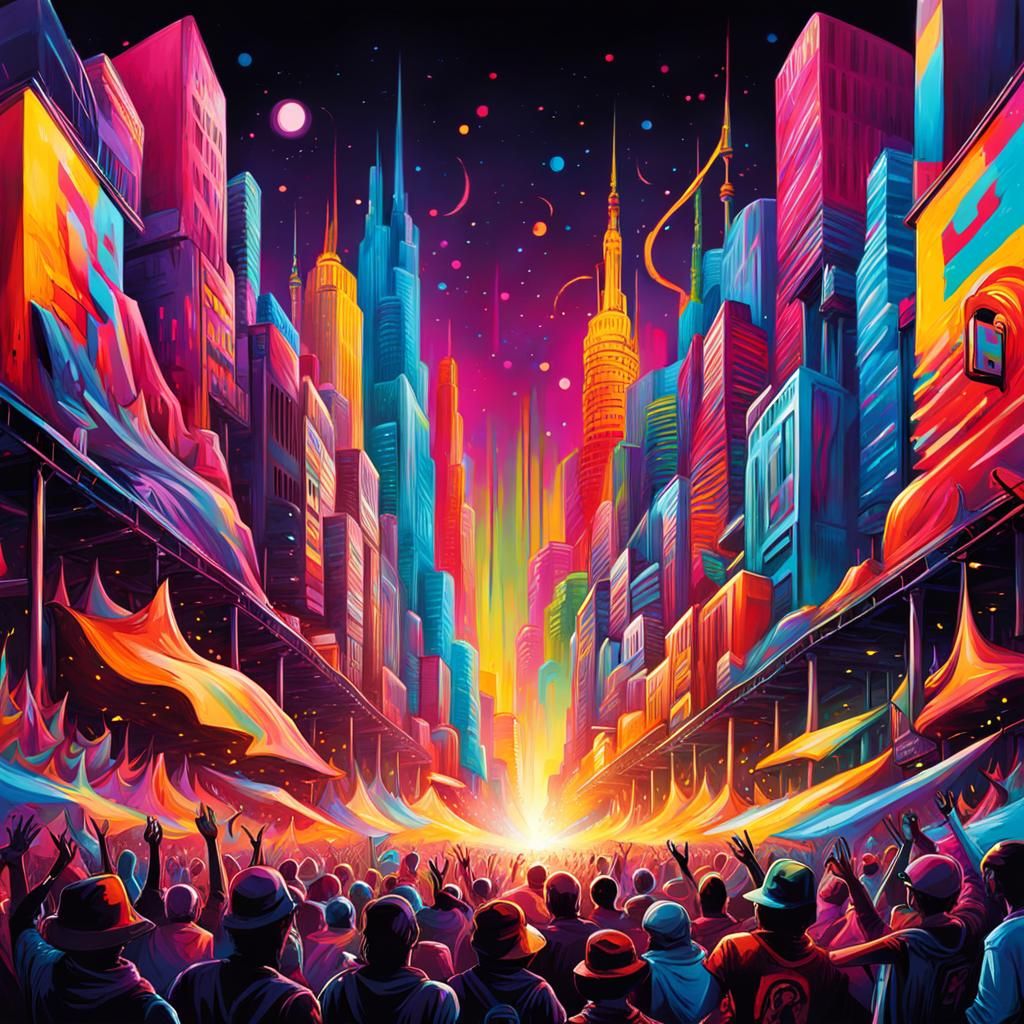 Engaging Night Music Festival Poster in Graffiti Art Style