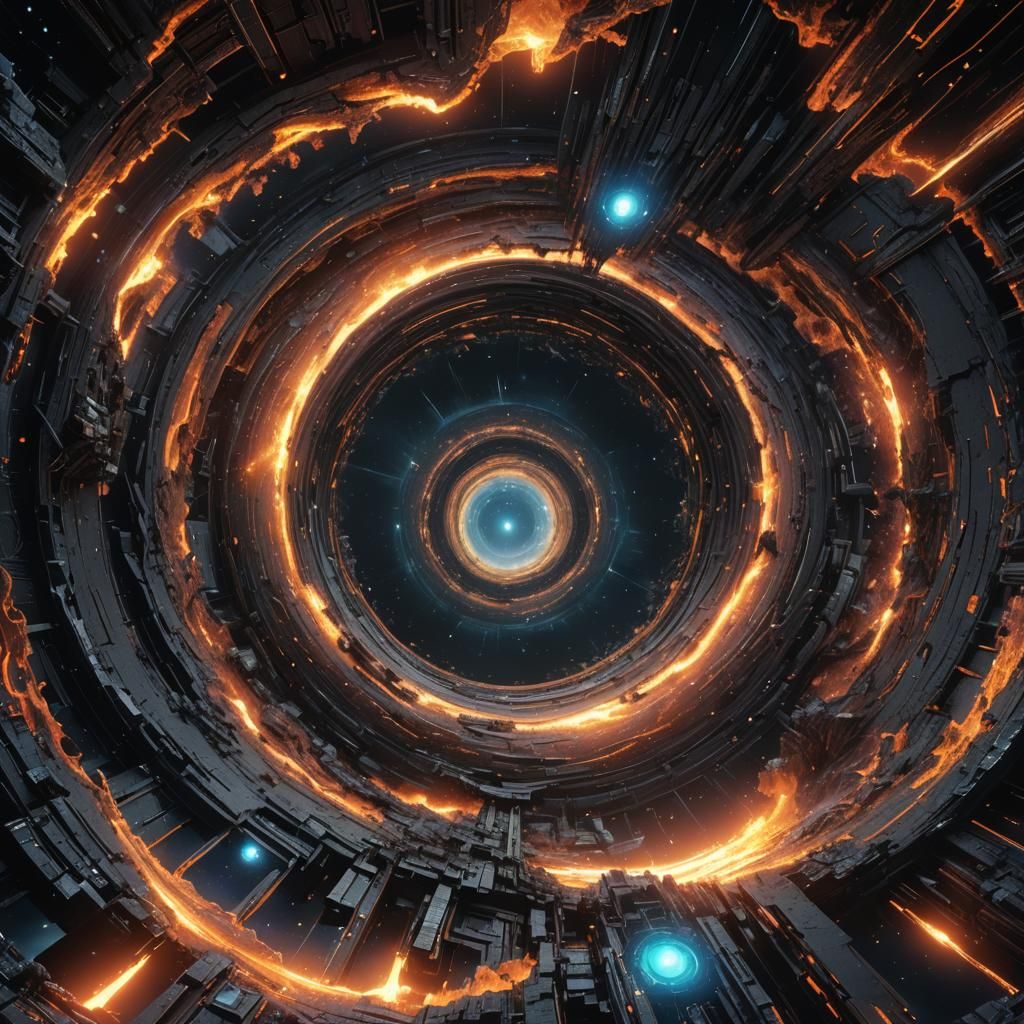 Black Wormhole in Deep Space: Detailed Matte Painting
