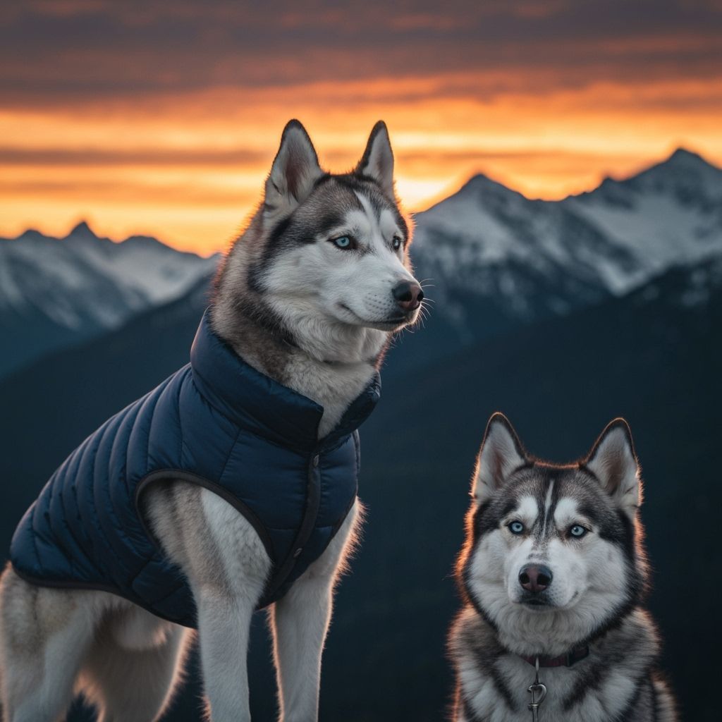 Huskies at Sunset: Cinematic Realism