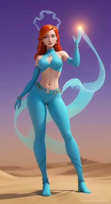 Kim Possible as Desert Genie in Abstract Art