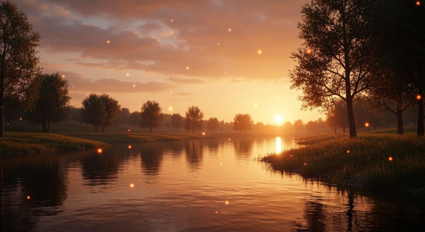 Hyperrealistic Sunset Reflected in Tranquil River