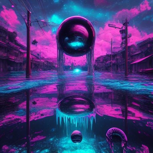 Surreal Melting Alien in Winter Dreamscape, Salvador Dali St...