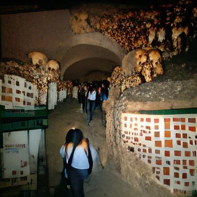 Walking Through Dark and Mysterious Catacombs