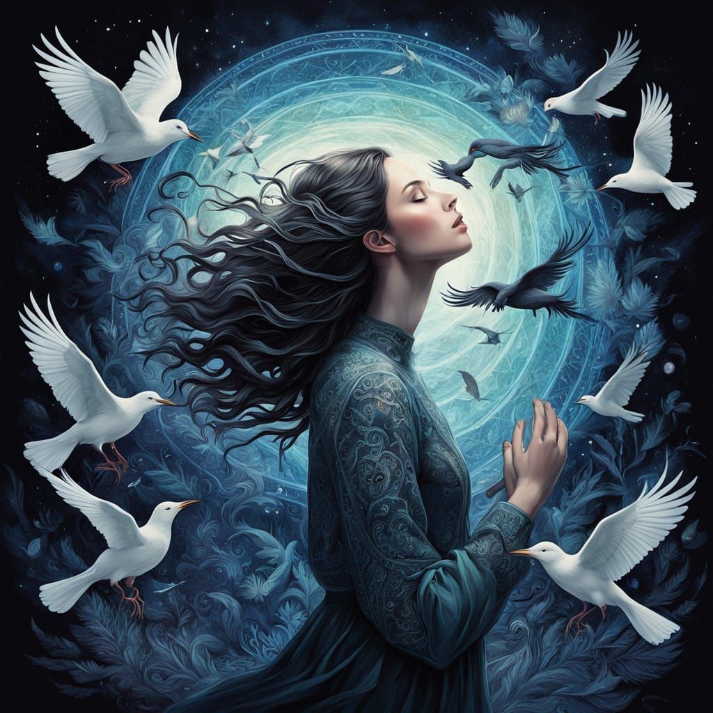 Surreal Water Goddess Surrounded by Ethereal Energy and Myth...