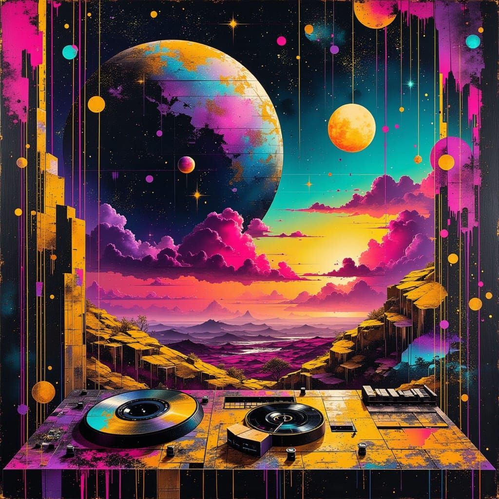 Cosmic Disco in Vibrant Dreamscapes