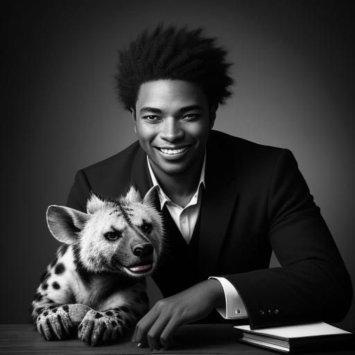 Boy and Hyena: Vintage Photorealism Portrait