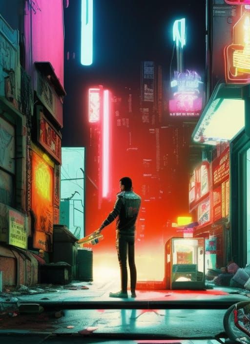 Night City Back Alley Punk in Cyberpunk Style
