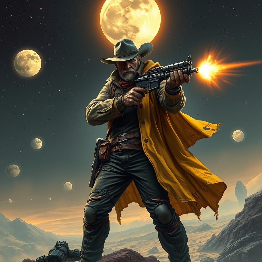 Space Cowboy Hero in Gritty Sci-Fi Industrialism