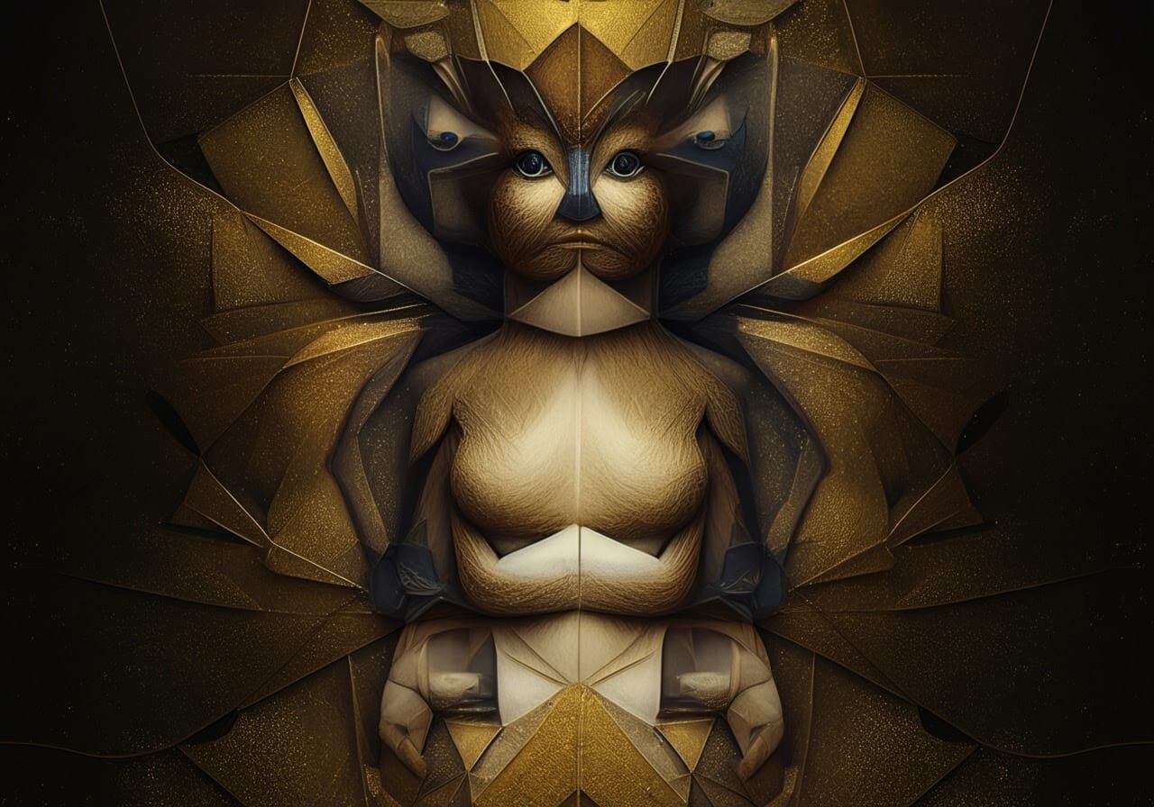 Sci-Fi Felted Gadolinium in Gilt Galaxial Sci-Fi Kirigami