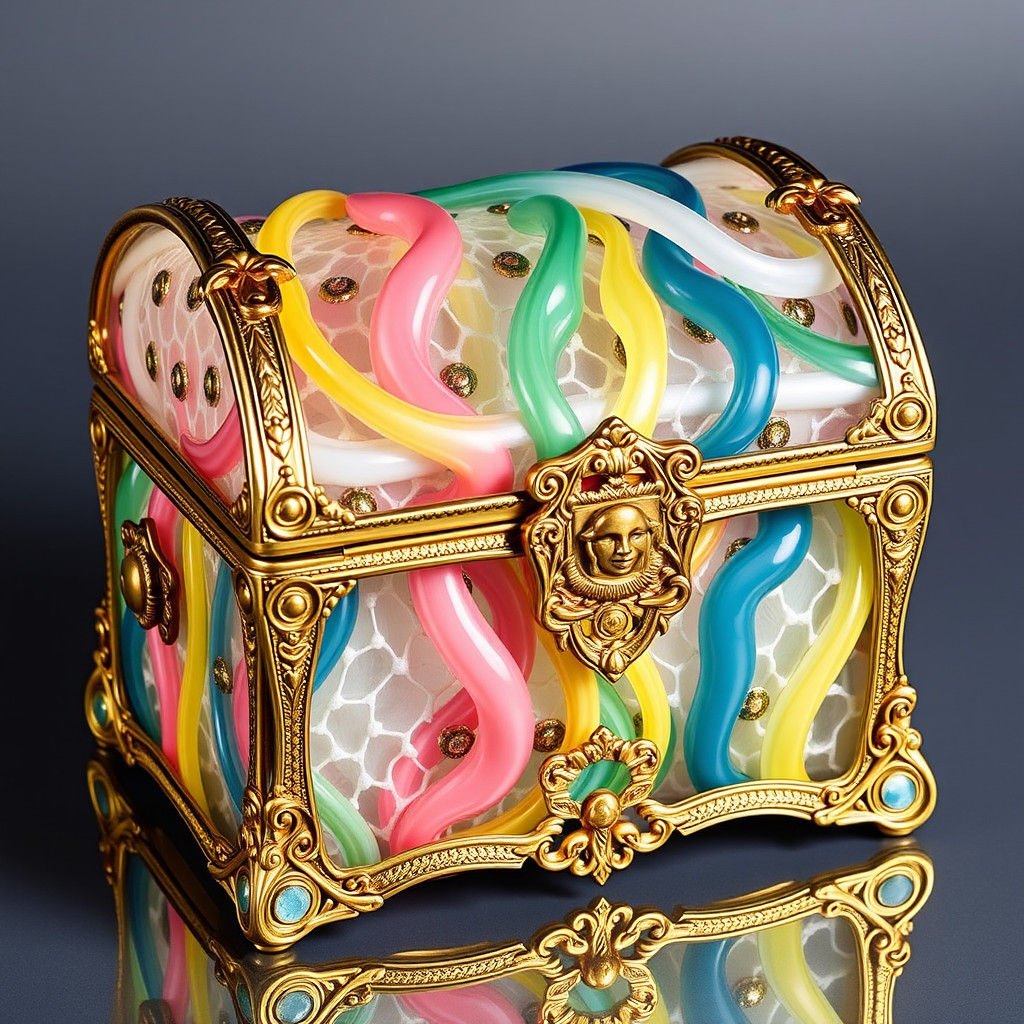 Ornate Art Glass Jewelry Box in Art Nouveau Style