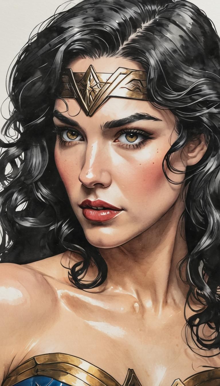 Wonder Woman Portrait in Art Nouveau Style