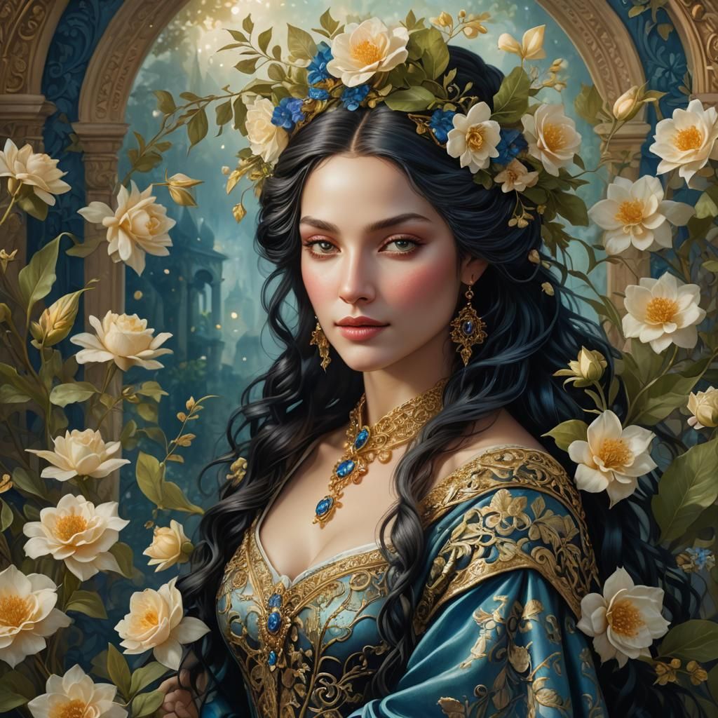 Renaissance Lady Portrait in Art Nouveau Style