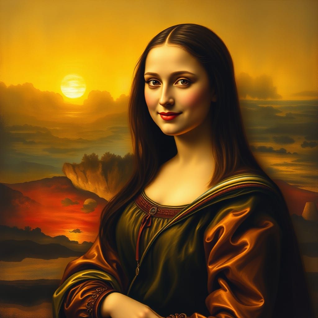 Renaissance Woman in Golden Sunset