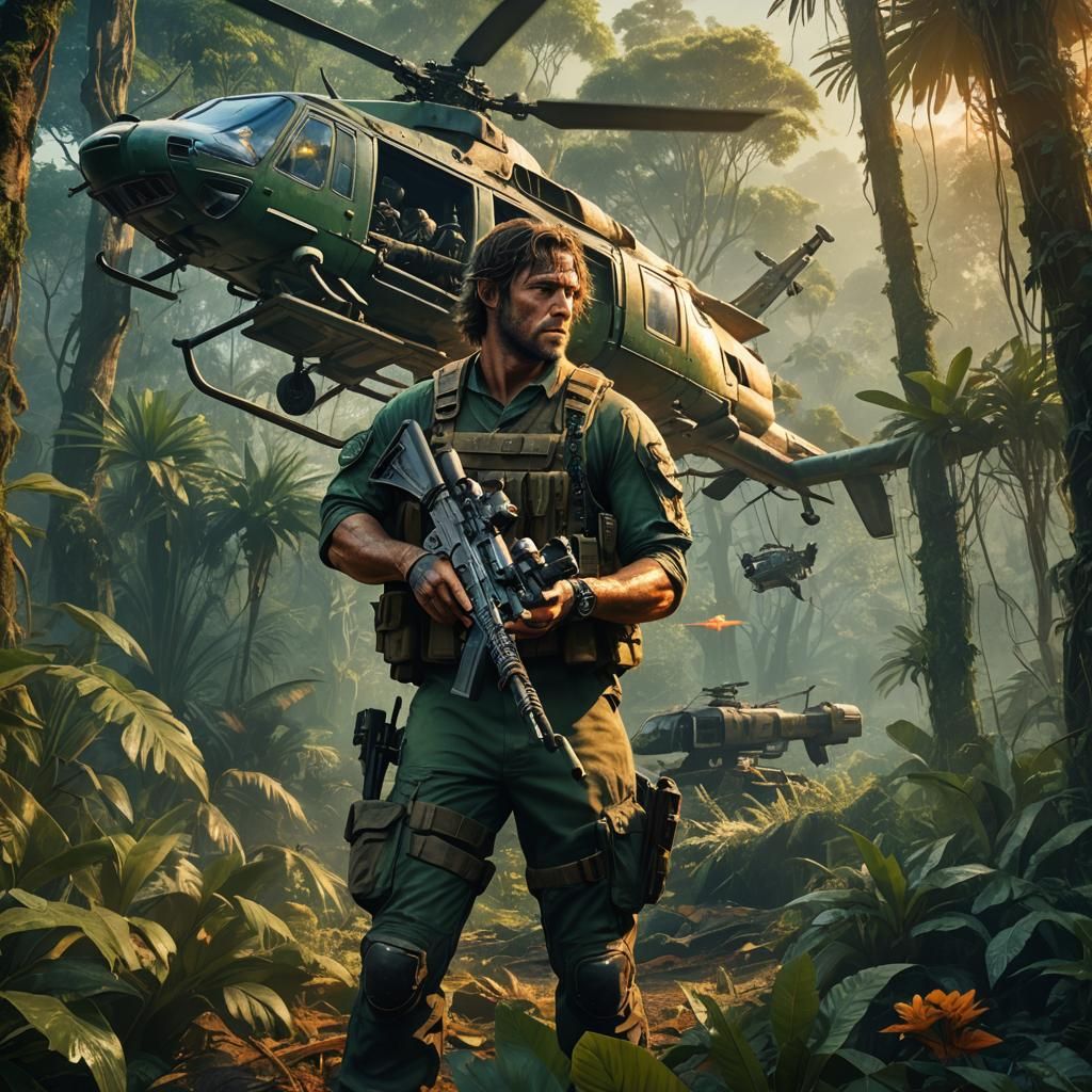 Rambo-Style Soldier in Jungle Concept Art