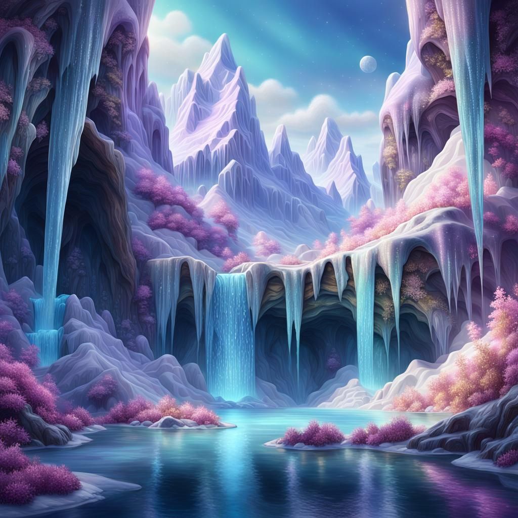 Shimmering Mountains: A Fantasy Landscape in Digital Art