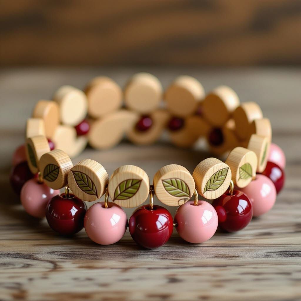Cherry Bead Crown with Folk-Art Aesthetic
