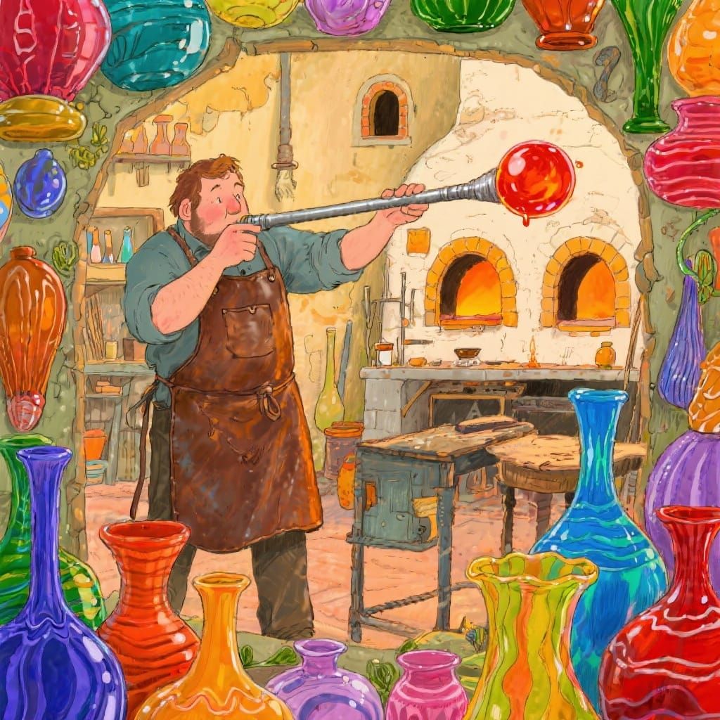 Murano Glassblowing Workshop in Storybook Style