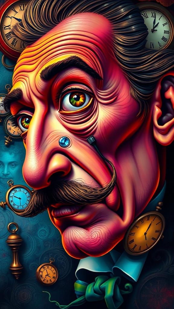 Salvador Dali painting with melting clock background 🏵💙