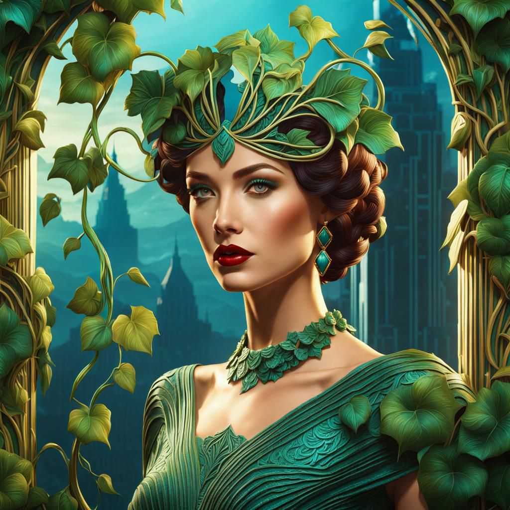 Art Deco Woman in Impasto Style