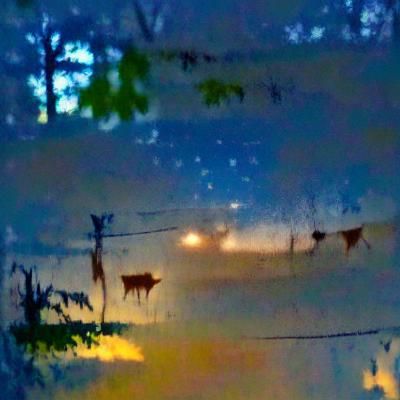 Nostalgic Summer Dawn Deck Scene in Neon