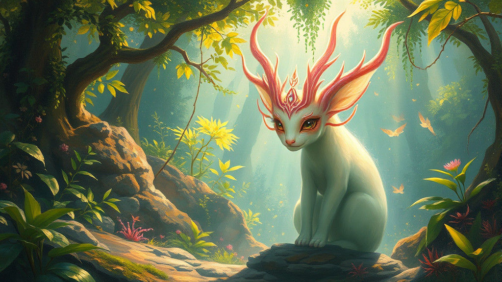 Ethereal Kuuhliiyhu in a Mystical Jungle Oil Painting