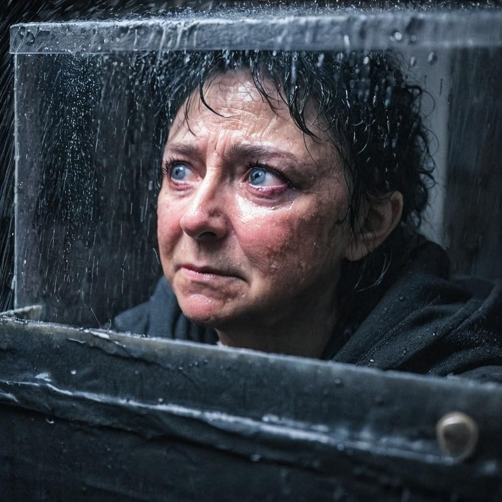 Emotional Person Crying Outdoors in Cinematic Lighting