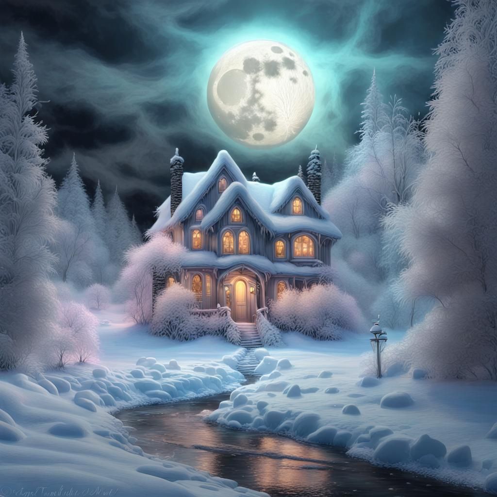 Surreally Beautiful Christmas Scene Under Glowing Biolumines...