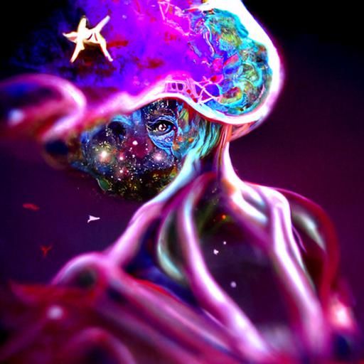 Cosmic Brain: Holographic Astral Illustration