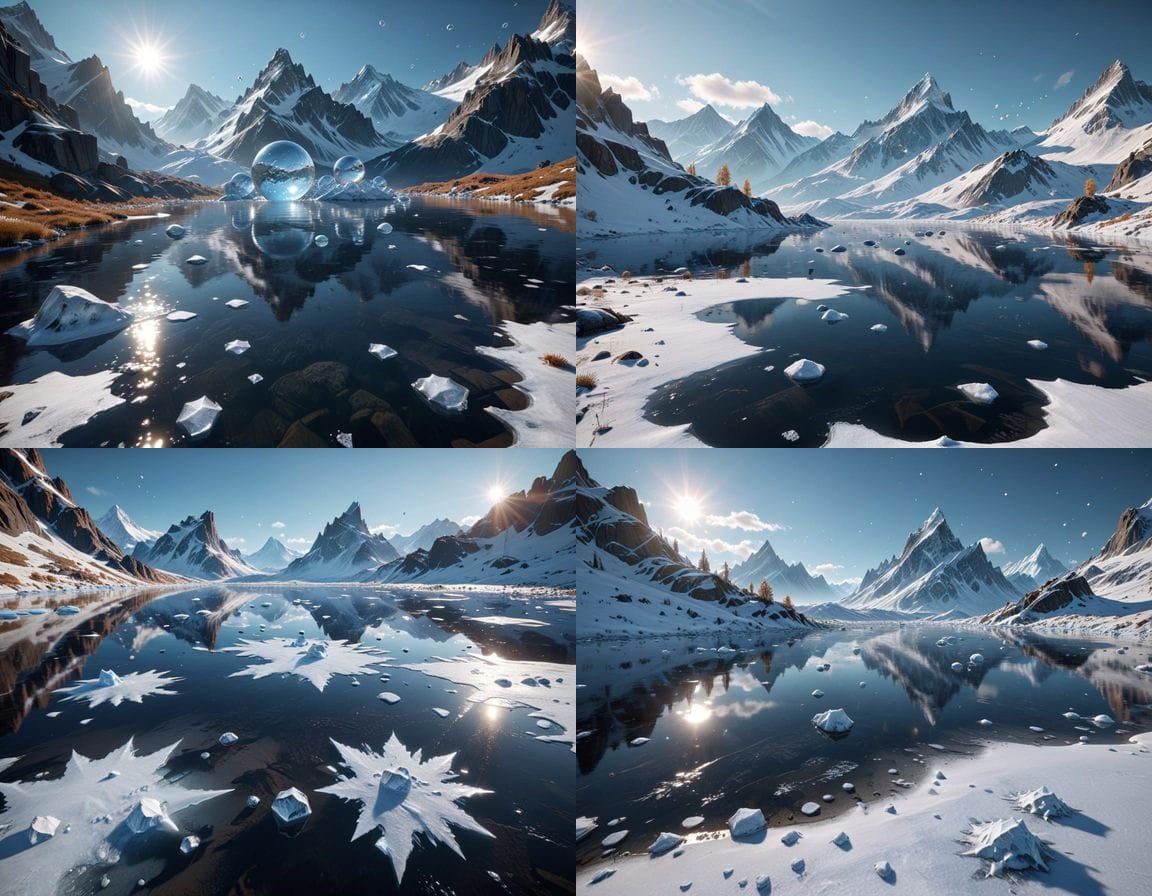 Frozen Methane Lake Landscape in Photorealistic 3D