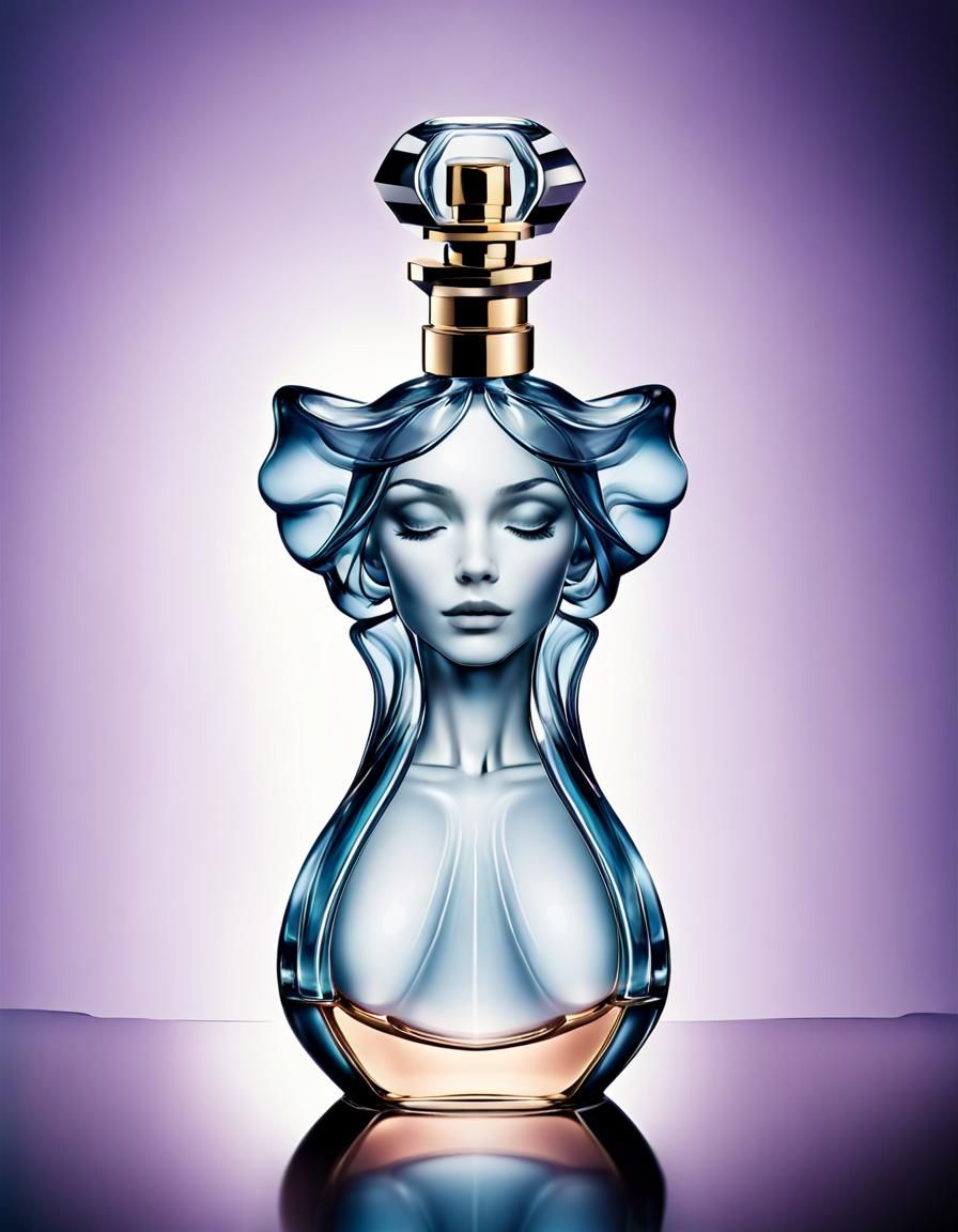 a perfume bottle with the shape of a woman