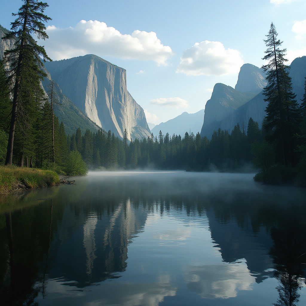 Yosemite's Half Dome Reflected: A Serene Landscape Vista