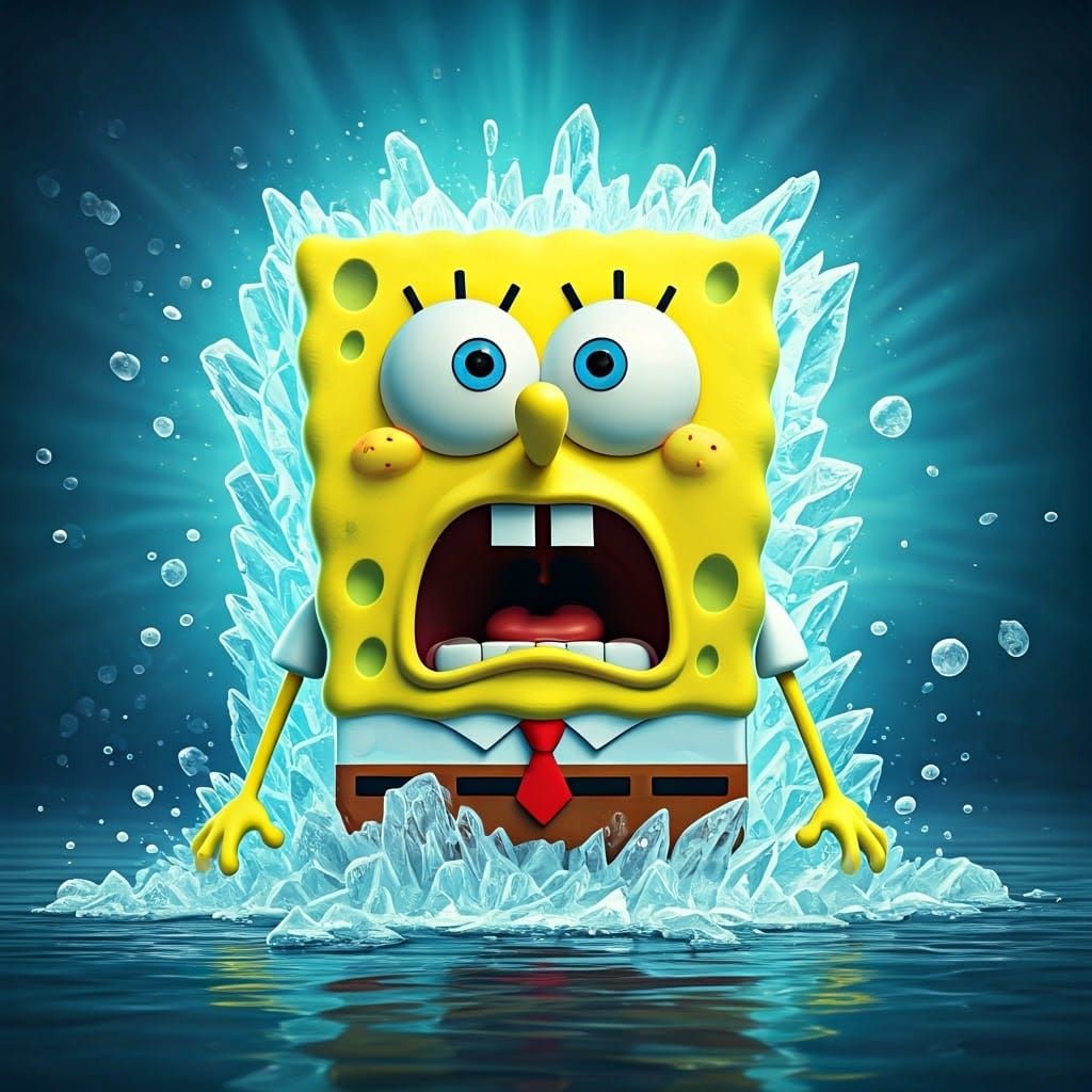 SpongeBob's Frantic Plunge: A Hyper-Realistic Icy Nightmare