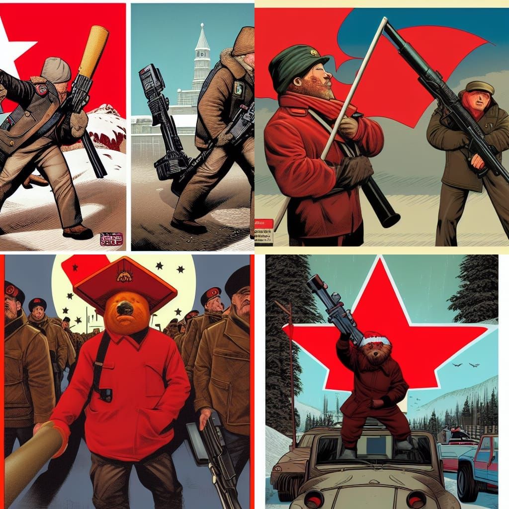 Soviet Bear with Bazooka: Comic Book Art