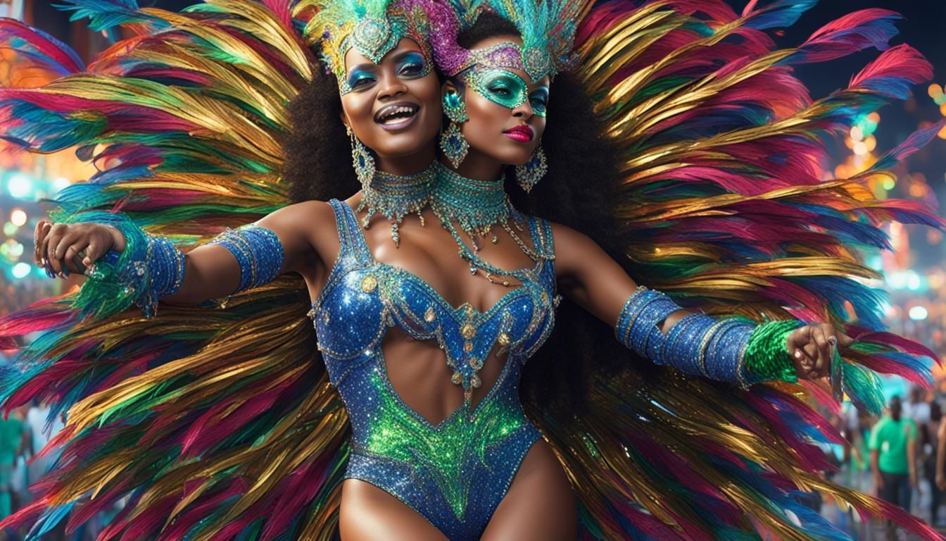 Neon Carnival Woman in Rio: 8K Realistic Image