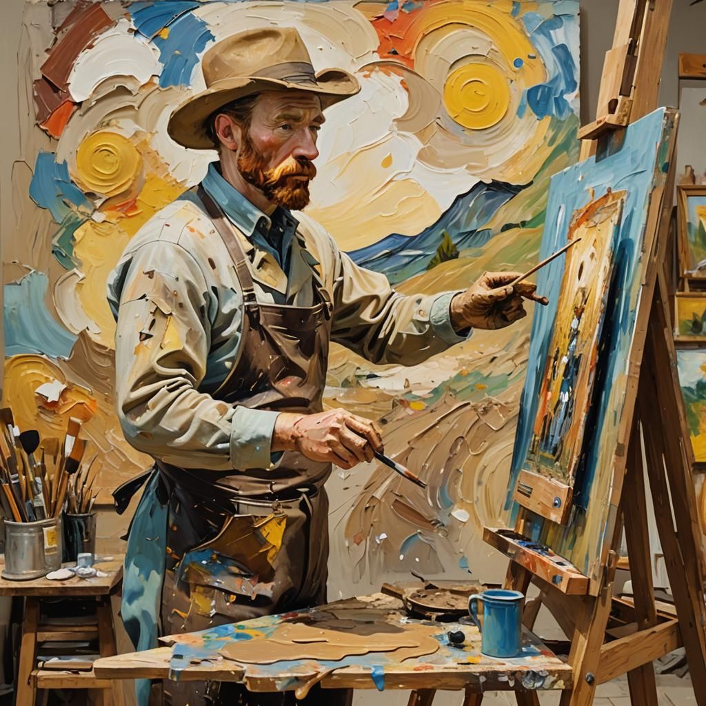 Mudslide Painter Creates Portrait in Impressionistic Style