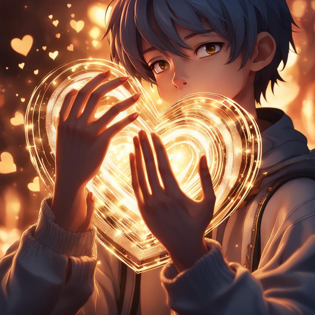 Anime Art: Person Making Heart Shape with Hands