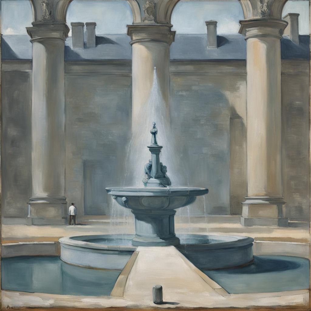 Fontainebleau Fountain Scene Inspired by Rothko and Ingres