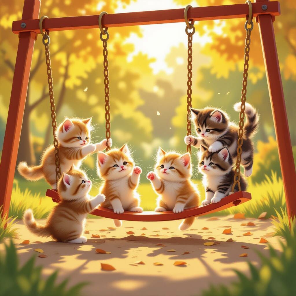 Happy Kittens Playing in a Sunny Park