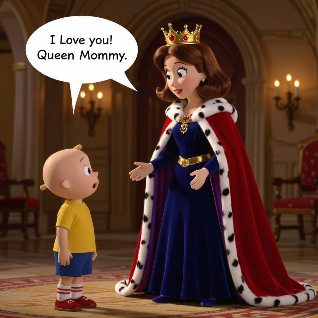 Caillou's Mommy as Queen Doris in Royal Attire