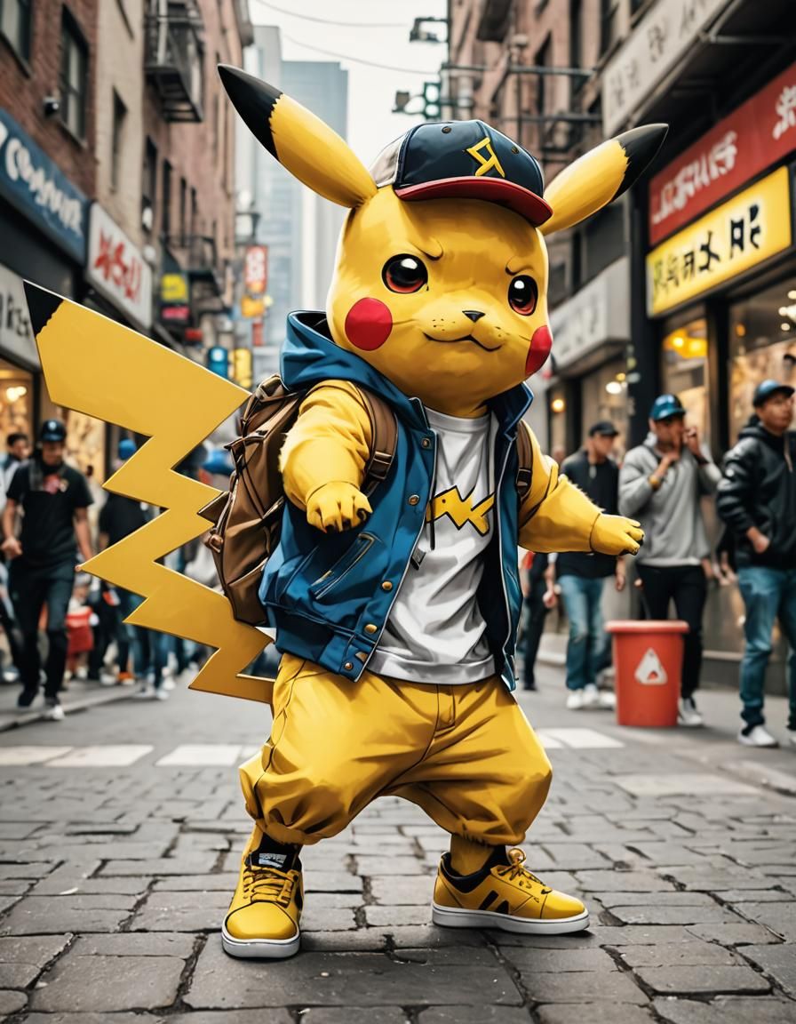 Pikachu Breakdancing in Hip Hop Style