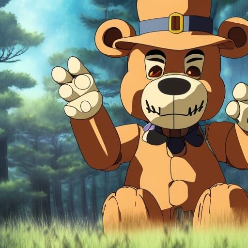 Freddy Fazbear in Studio Ghibli Anime Style
