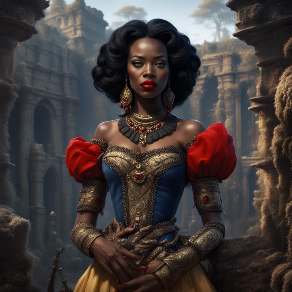 African Snow White: Regal, Detailed Matte Painting