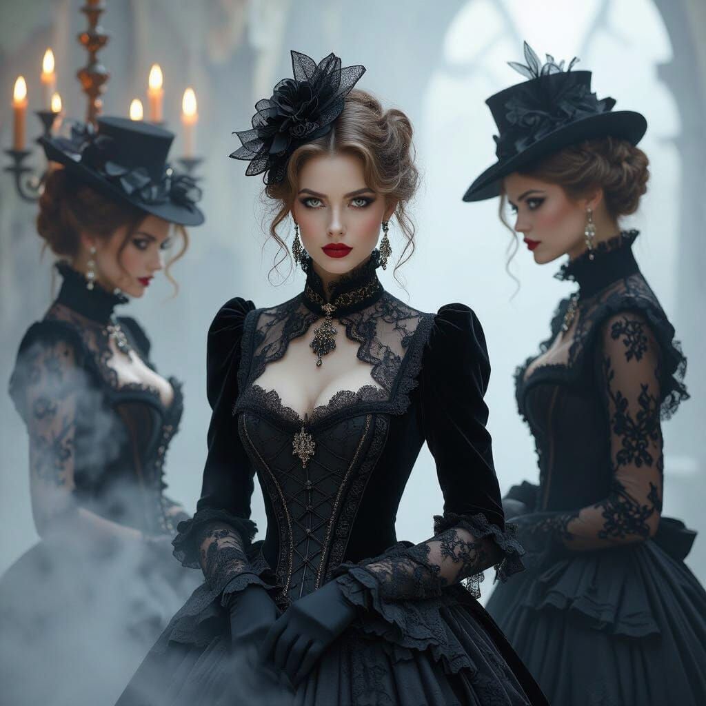Victorian Ladies in Eerie Candlelight