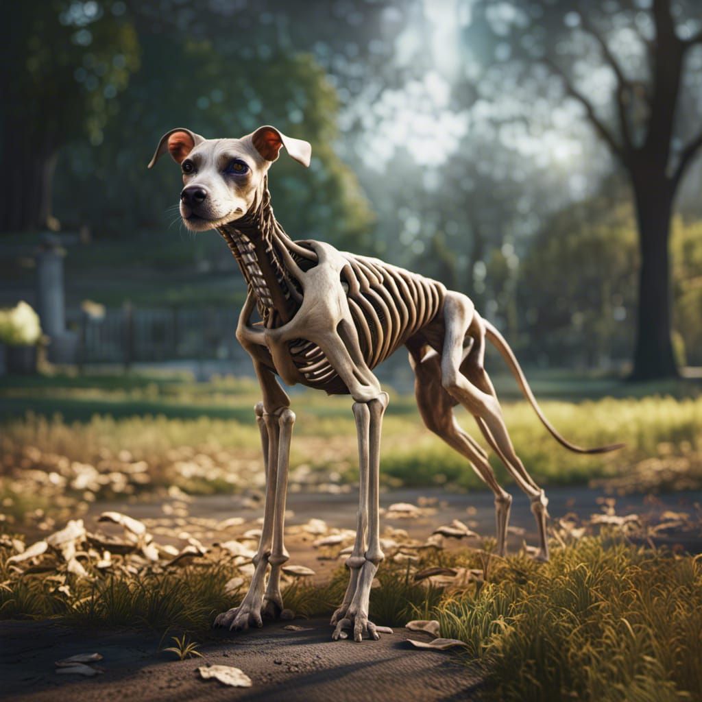 Disturbing Image of a Skinny Puppy in Park