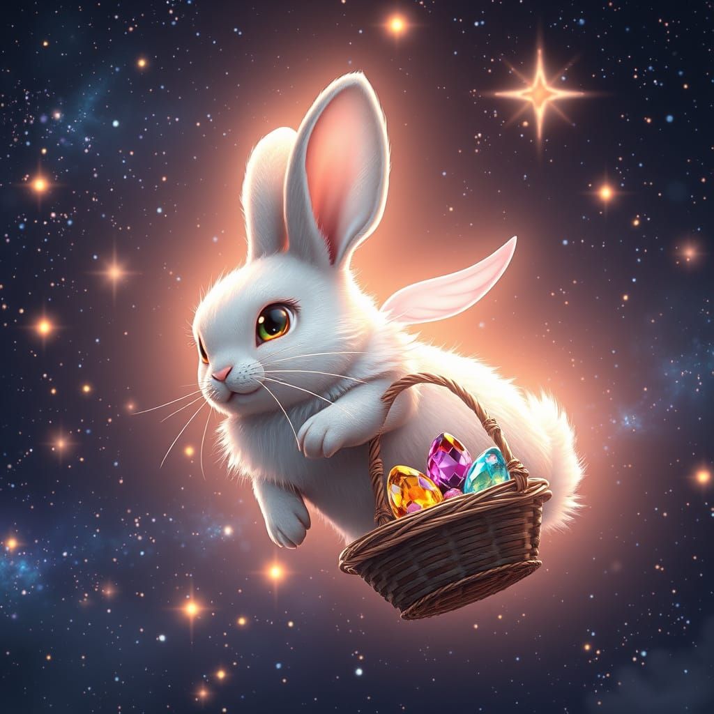 Celestial Easter Bunny Shines Among the Stars in Vibrant 3D ...