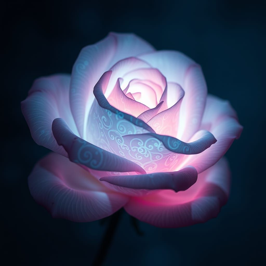Bioluminescent Rose with Ethereal Light