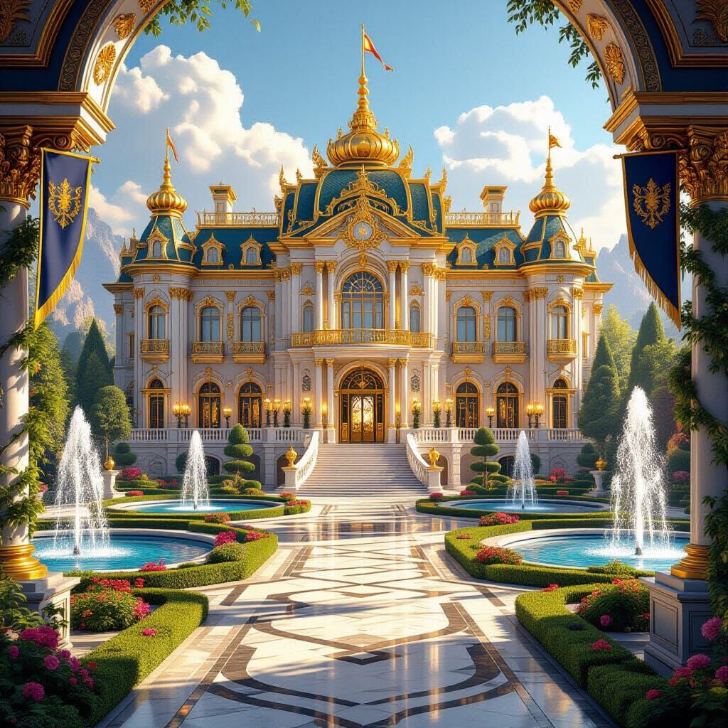 Golden Royal Palace in Magical Gardens